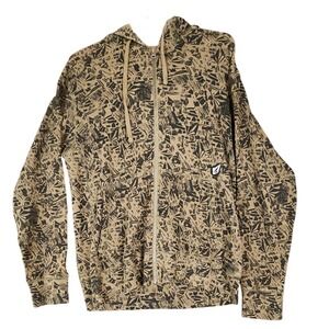 Volcom Trend Thermal Slim Zip‎ Hoodie Jacket Medium Beige Black Pattern